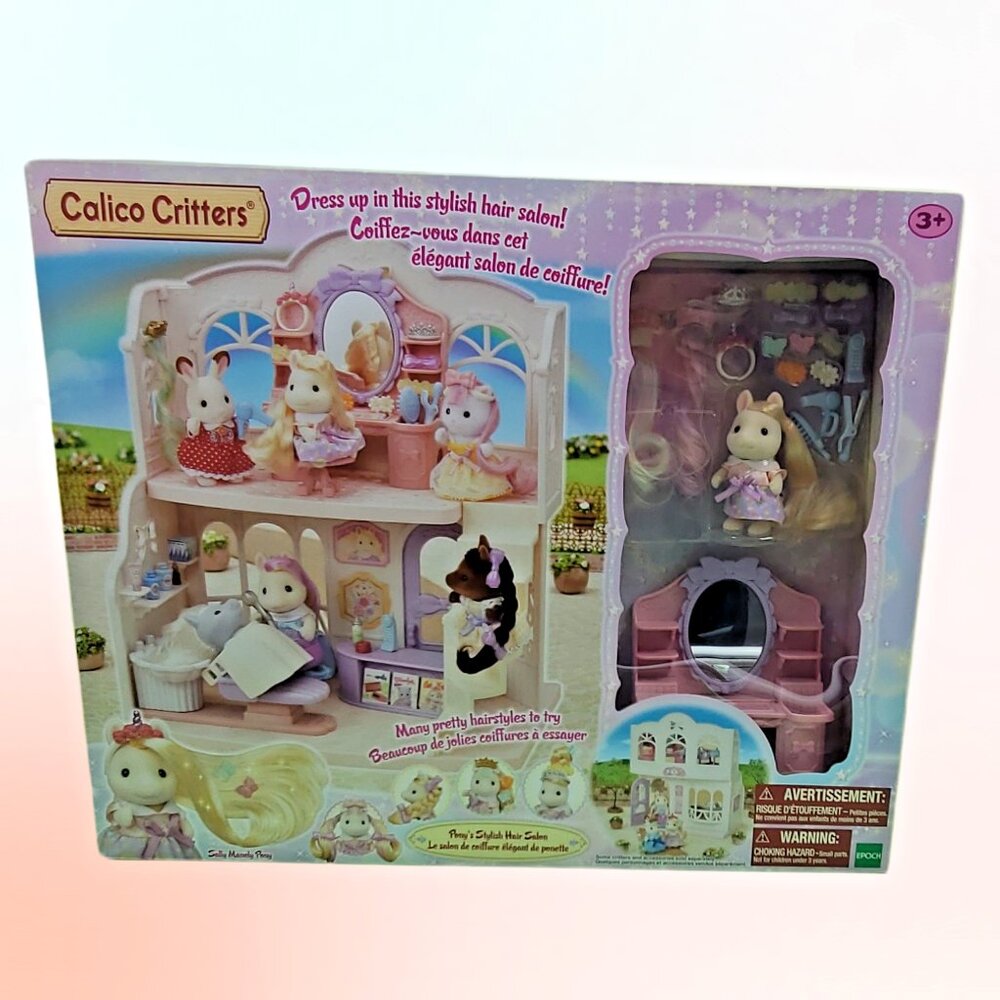Calico Critters Pony's Stylish Hair Salon Dollhouse Playset & Accessories NEW